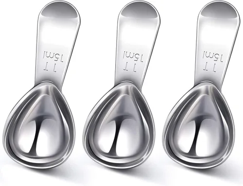 Vista 7 de Patelai Cuchara de café de 3 piezas, cucharas medidoras de acero inoxidable, cucharadas de café de mango corto para té, azúcar, cocina, regalos