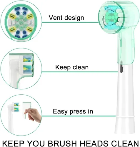 Vista 3 de Paquete de 6 fundas de repuesto para cabezales de cepillo de dientes, versátil tapa de viaje a prueba de polvo para Oral B iO Series - Compatible