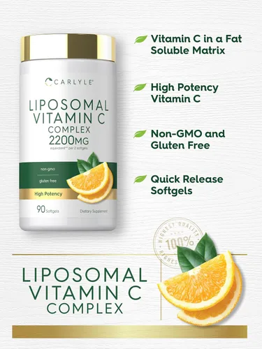 Vista 8 de Carlyle Vitamina C liposomal 2200mg 90 cápsulas blandas