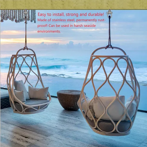 Vista 6 de 2 ganchos de columpio de rodamientos permanentes antioxidantes, resistentes a la oxidación, columpio de 180 °, capacidad de 1500 libras, hamaca