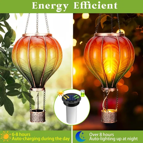 Vista 4 de Paquete de 2 luces solares de repuesto con llama parpadeante, piezas de luz solar impermeables para exteriores para faroles de globo de aire