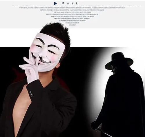Vista 6 de Junyulim Anonymous Vendetta Hacker Mask Guy Fawkes Game Master Mask For Halloween Cosplay