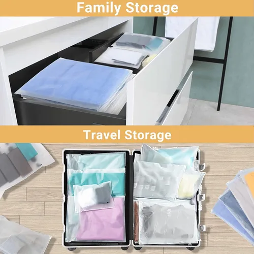 Vista 3 de Bolsas transparentes con cierre resellables para ropa, 3 mil de grosor, 9 x 12 pulgadas, sobres de plástico grandes de viaje para ropa, 100 bolsas