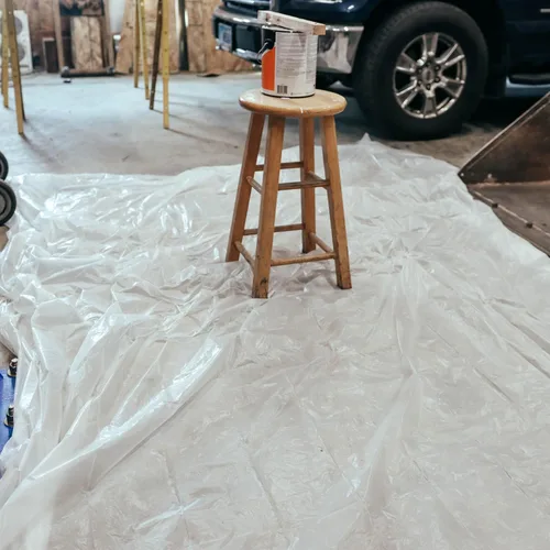 Vista 6 de Juego de 10 paños de plástico transparente blanco, 9 x 12 pies, protector para pintores de automóviles, protección contra derrames de pintura