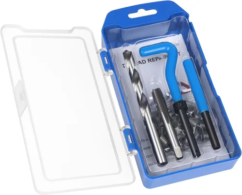 Juego de reparación de roscas SAE de 30 piezas 3/8-16 pulgadas Kit de reparación de hélice HSS para reparación de agujeros de tornillo internos