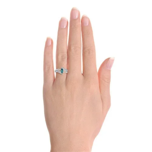 Vista 5 de YouCY - Anillo de compromiso de topacio con aguamarina, para mujer, niñas, cumpleaños, Navidad, regalos, tallas 6-10, azul lago, talla 6