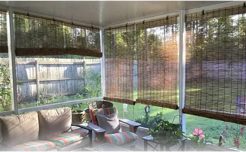 Vista 8 de Persianas enrollables para exteriores, 64 pulgadas, 72 x 85 pulgadas, persianas enrollables para filtrar la luz, persianas de bambú para terraza