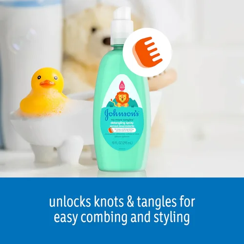 Vista 5 de Johnson's No More Tangles - Spray desenredante para desbloquear nudos en el cabello, hipoalergénico y sin parabenos, fórmula sin desgarros