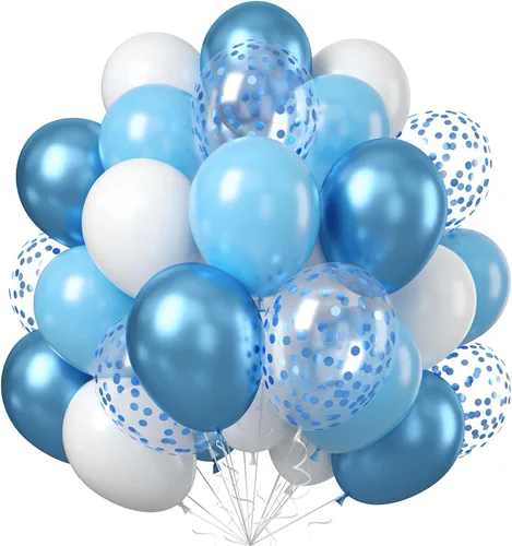 Vista 11 de Globos azules y marrones, 60 piezas, juego de globos de látex color azul macarrón, blanco, arena, nude, marrón claro, para decoración de baby shower