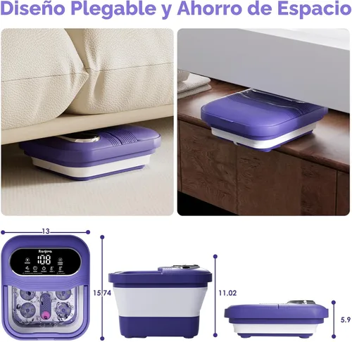 Vista 6 de Masaje rotatorio eléctrico plegable del balneario del pie con el calor Azul