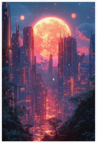 XAHOR Cyber Y2K Vaporwave Wall Art – Retro Futuristic Poster for Aesthetic Room Decor Canvas Poster Wall Art Decor Print Picture Paintings for