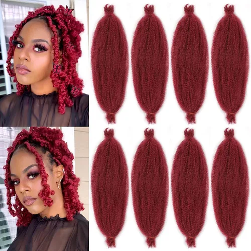 Vista 39 de Cabello de Envoltura Pre-Esponjado de 8 Pulgadas, 3 Paquetes, Cabello Afro Twist Pre-Separado Elástico para Locs, Cabello Afro Twist Negro Natural