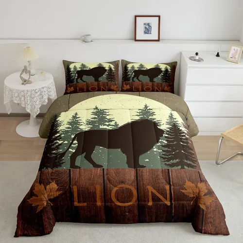Vista 20 de Castle Fairy Cute Giraffe Bedding Set Twin Size 2 Pcs,Lodge Cabin Jungle Rustic Style Comforter Set for Kids Teens Adults,Wild Animal Pine Trees