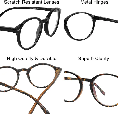 Vista 4 de Yogo Vision Blue Light Blocking Glasses Men Women Computer Anti Eyestrain Glasses Round Frame Blue Light Blocker Eyeglasses