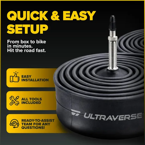 Vista 7 de Ultraverse Cámara de aire para bicicleta de 700x23-25c, 700x28-32c, 700x35-43c, tamaños de rueda de bicicleta de 28 pulgadas con válvula presta