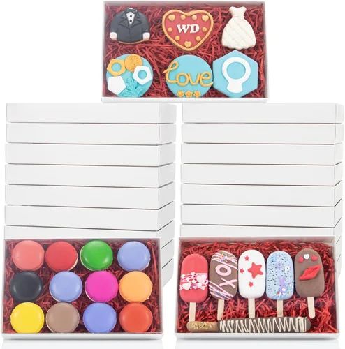 Vista 8 de RomanticBaking Paquete de 10 cajas transparentes para galletas de 9 1/2" x 6" x 1 1/4" pulgadas con ventana, cajas de panadería, cajas