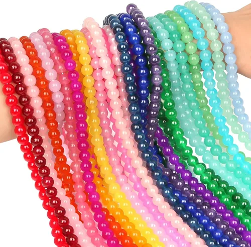 Vista 8 de Selizo - 1250 piezas de cuentas de vidrio, 8 mm redondas, 25 colores vibrantes, para pulseras, fabricación de joyas, manualidades de bricolaje