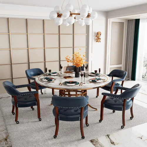 Vista 133 de Silla de comedor con ruedas, sillas de capitán con rodillos, juegos de dinette, sillas de póquer con ruedas, mesa de cocina, sillas rodantes, silla