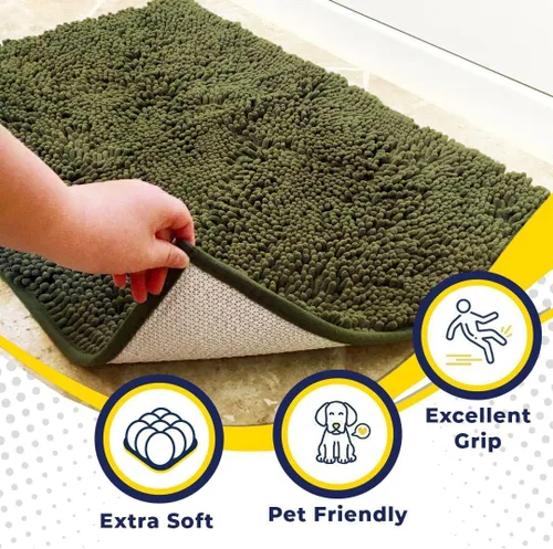 Vista 2 de Muddy Mat Tapete súper absorbente para interiores, de microfibra de secado rápido, antideslizante, para puerta principal, lavable a máquina