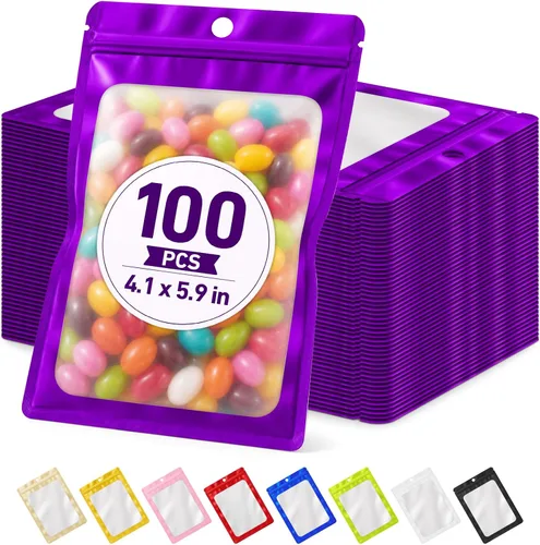 Vista 23 de 100 bolsas de Mylar resellables, bolsa pequeña a prueba de olores Oro claro