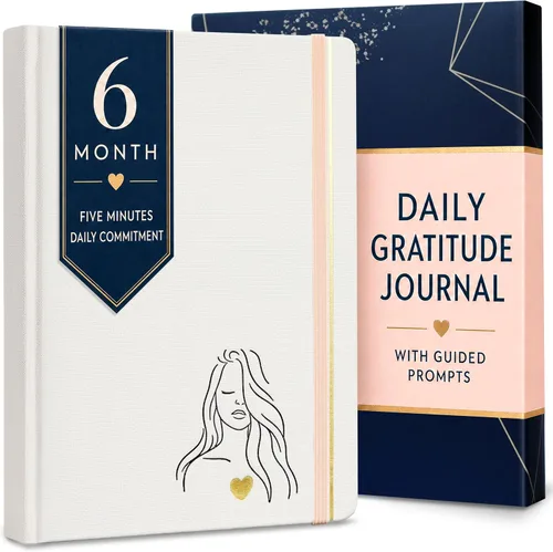 RYVE Diario diario de gratitud para mujeres - Diario guiado de positividad y bienestar de 6 meses con indicaciones, afirmaciones, atención plena