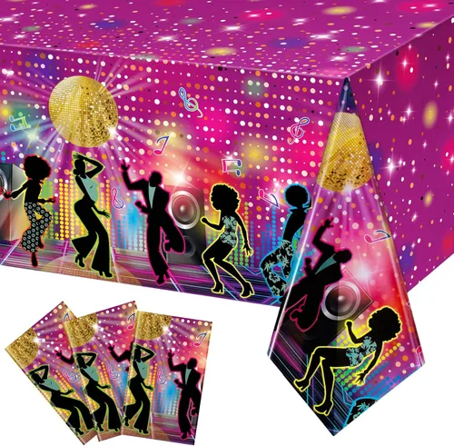 Moukeren 3 manteles de plástico para fiesta de discoteca de los años 70, suministros de cumpleaños de los 70, decoración de cumpleaños de los años