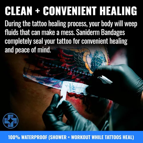Vista 9 de Saniderm Flex Tattoo Aftercare Vendaje (nuevo) (rollo mediano, 6 pulgadas x 8 yardas) – Práctico, más rápido curación y protección del tatuaje