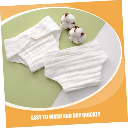 Vista 9 de ERINGOGO 5pcs Reusable Cotton Diapers High Absorbency Nappy Liners for Potty Training Swimming White Months Cloth Diaper