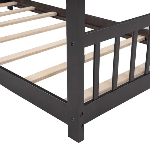 Vista 62 de Harper & Bright Designs Cama matrimonial para niños, cama de madera con cabecera y estribo, base de cama matrimonial para niños pequeños, cuna