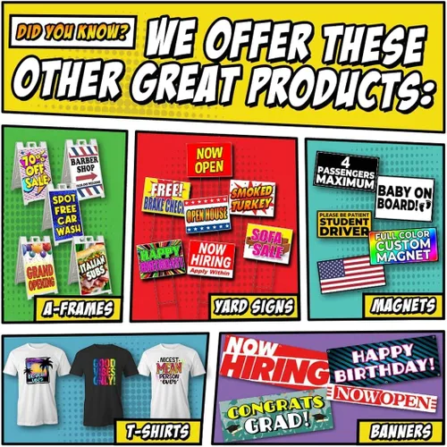 Cartel para detalles automáticos de 13 onzas, sin tela, vinilo resistente de una sola cara con ojales de metal