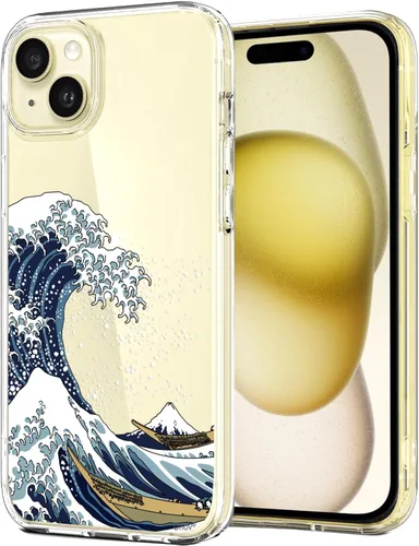 Vista 20 de Unov Case for iPhone 15 Case Clear with Design Embossed Cherry Pattern Soft TPU Bumper Slim Protective 6.1 Inch (Black Cat)