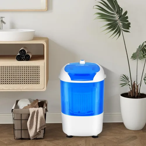 Vista 8 de COSTWAY Portable Mini Washing Machine with Spin Dryer, Washing Capacity 5.5lbs, Electric Compact Machines Durable Design Energy Saving, Rotary