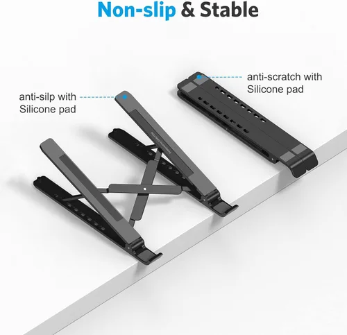 Vista 2 de Soporte Portátil para Laptop, Soporte para Laptop OMOTON para Escritorio Ergonómico de 7 Niveles con Ángulos Ajustables, Soporte Elevador de ABS