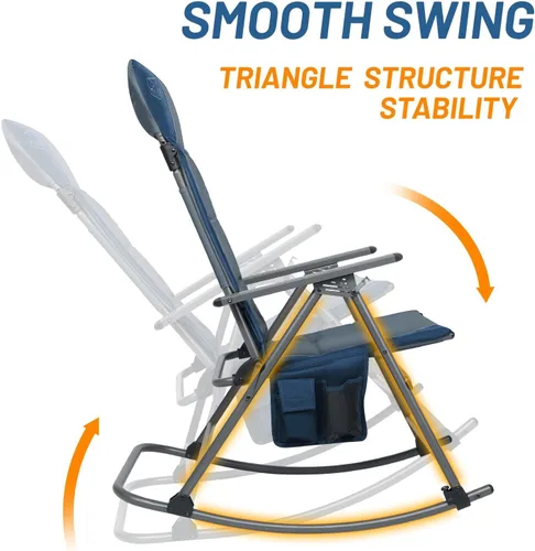 Vista 5 de TIMBER RIDGE Silla de columpio plegable extra grande para acampar, silla de columpio acolchada para exteriores con respaldo alto, silla portátil