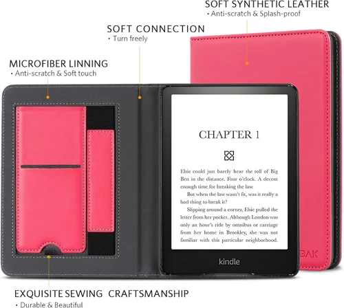 Vista 338 de CoBak Funda inteligente para Kindle Paperwhite de 6.8" de 11ª generación 2021 con función de encendido automático, ligera, delgada, de piel **Salvia