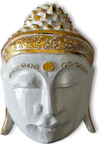 Vista 9 de Máscara de Buda Harmony de oro rojo - Invita la paz y la calma a tu espacio, decoración de pared