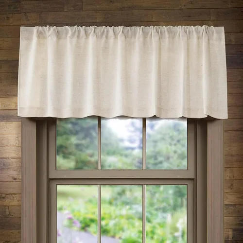 Valea Home Linen Valance for Kitchen Rod Pocket Rustic Farmhouse Crude Window Curtain Valances 18 inch Length for Bathroom Living Room, Natural, 1