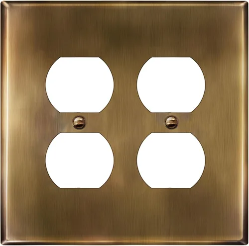 Vista 30 de LIDER Placa de pared de metal para receptáculo dúplex, cubierta de salida de acero inoxidable, resistente a la corrosión, tamaño mediano de 1