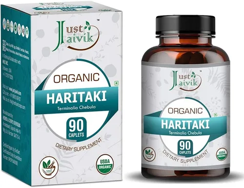 Just Jaivik Haritaki Orgánico (Terminalia Chebula) - 750mg (90 Tabletas) | Suplementos dietéticos para la desintoxicación y el rejuvenecimiento de