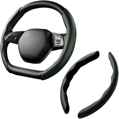 Vista 25 de LoyaForba Funda universal para volante de automóvil, protector universal de cuero segmentado de 15 pulgadas, antideslizante y suave, transpirable