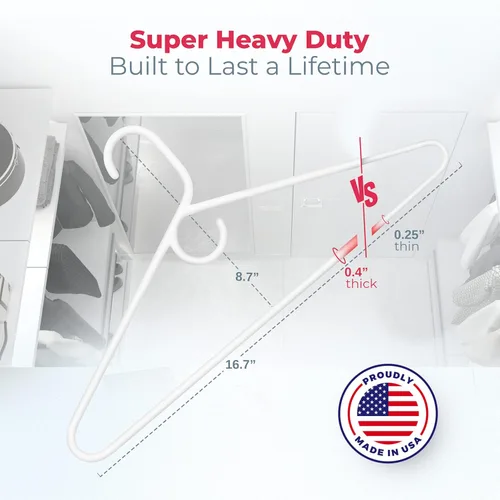 Vista 2 de Neaties Paquete de 6 perchas para ropa súper resistentes, fabricadas en los Estados Unidos, capacidad de 10 libras, perchas de plástico grueso