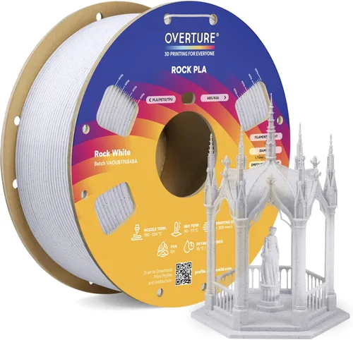 OVERTURE - Filamento PLA Rock de 1.75 mm, para impresora 3D de mármol, carrete de 2.2 libras, precisión dimensional +/- 0.02 mm, para impresoras FDM