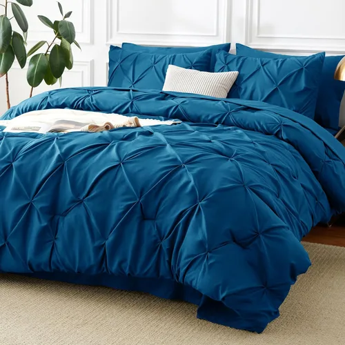 Vista 19 de CozyLux - Juego de edredón tamaño individual con sábanas Beige, 5 piezas, ropa de cama en una bolsa con pinzas, juego de cama tamaño individual