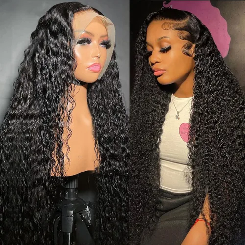 Vista 9 de Pelucas de cabello humano ondulado con encaje frontal de cabello humano prearrancado HD, transparente, pelucas de encaje húmedo y ondulado, densidad