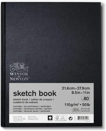 Vista 7 de Winsor & Newton Cuaderno de bocetos clásico de encuadernado duro, 5.5" x 8.5", 80 hojas, 110gsm, blanco natural