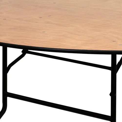 Vista 5 de Flash Furniture Furman Mesa redonda de madera plegable para banquetes de 6 pies con tapa con acabado transparente
