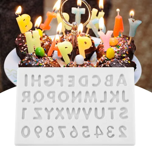 Vista 6 de Forma de letras que hace la herramienta de decoración del chocolate del fondant de la torta del caramelo del silicón (gris)