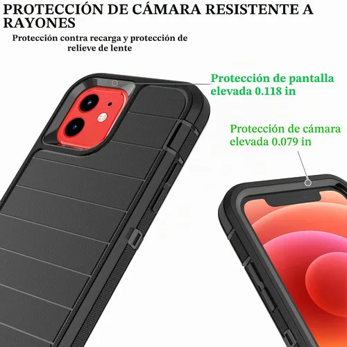 Vista 4 de YmhxcY Funda para iPhone 12/iPhone 12 Pro [2 Protectores de Pantalla de Vidrio Templado] Cubierta Duradera de 3 Capas A Prueba de Caídas/Funda