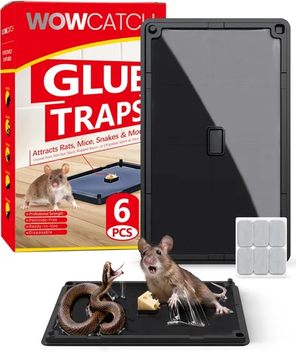 Vista 11 de Wowcatch Trampas adhesivas para ratones para interiores para el hogar, paquete de 16 trampas de pegamento precebadas para cucarachas, arañas
