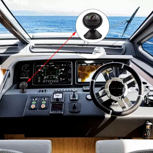 Vista 2 de Negro ajustable bola visión nocturna brújula barco Dash Mount, coche ajustable para coche, barco marino